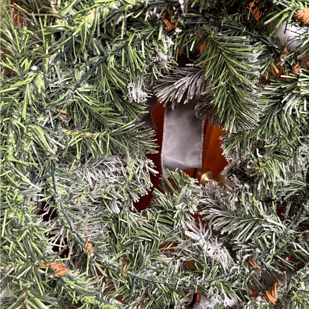 Elegant Silver and Gold Holiday frosted pine Wreath